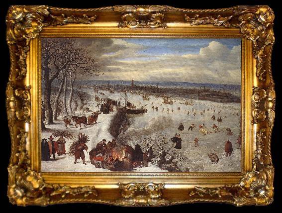 framed  VALKENBORCH, Lucas van View of Antwerp with the Frozen Schelde tg, ta009-2